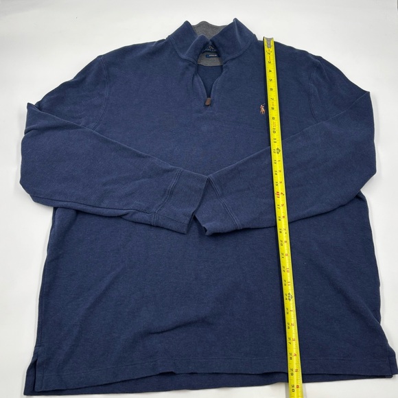 Polo Ralph‎ Lauren Men's XL Blue Cotton Estate Rib Quarter Zip Pullover Sweater - Picture 4 of 7